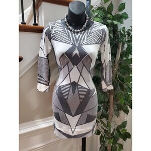 Juju & B Women's Gray Polyester Round Neck Long Sleeve Length Dress Size Small